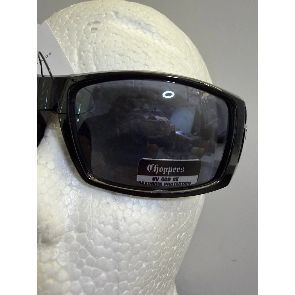 Choppers Sunglasses Men One Size Gloss Blk Carbon Fiber Wrap UV400 Biker Shades